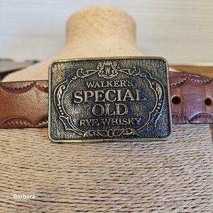 Vintage Century Canada Walker's Special Old Rye Whiskey Buckle Brown Belt Size38